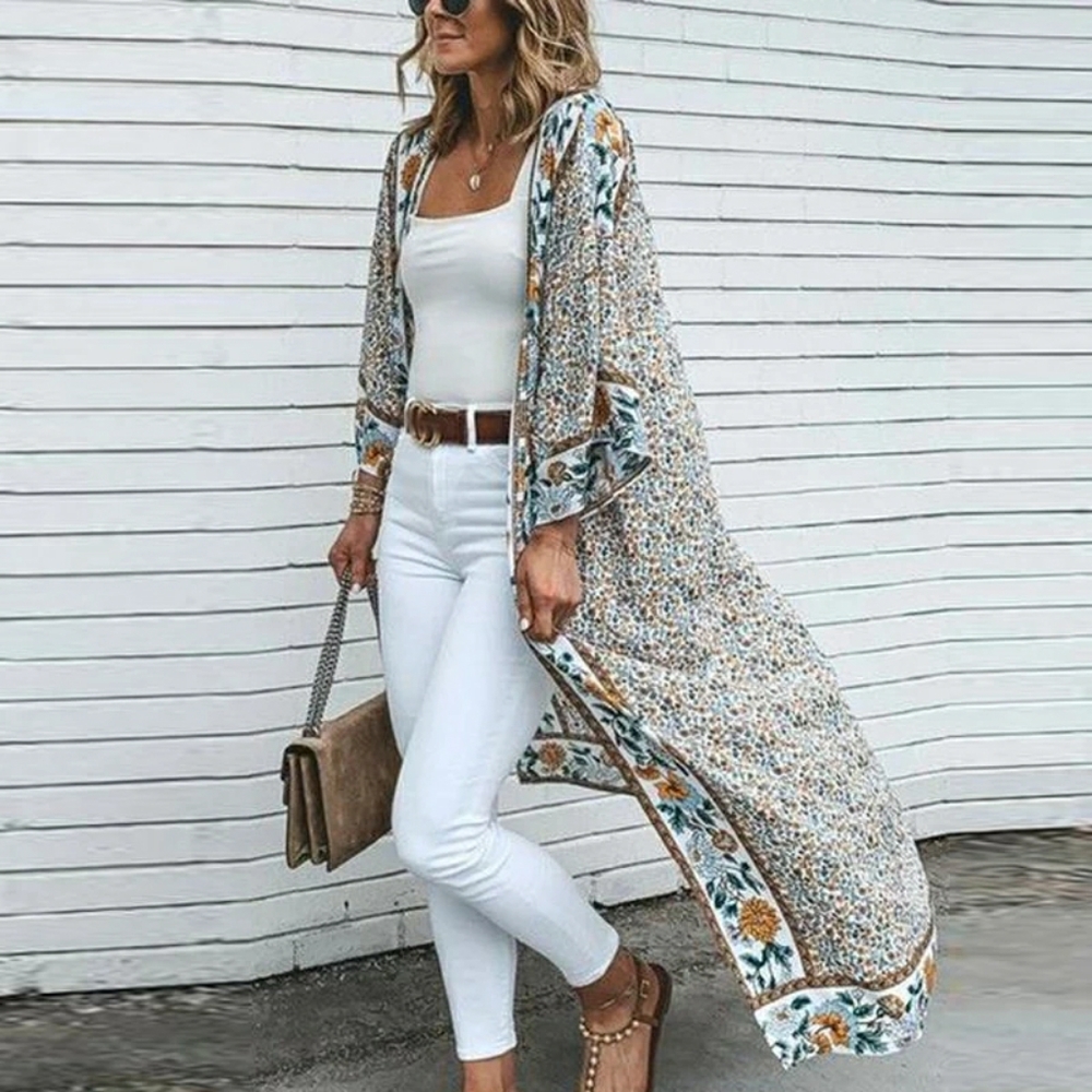 Boho Style Floral Pattern Swimsuit Cover Up - Picture 2 of 9